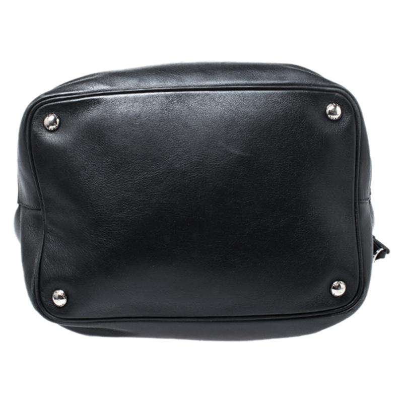 Prada Black Leather Drawstring Bucket Bag 1