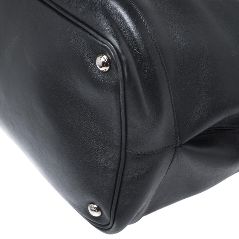 Prada Black Leather Drawstring Bucket Bag 5