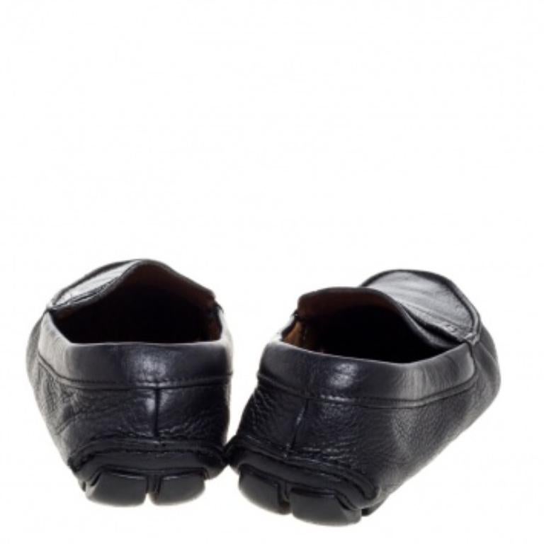 Prada Black Leather Driver Penny Slip On Loafers Size 42 For Sale 2