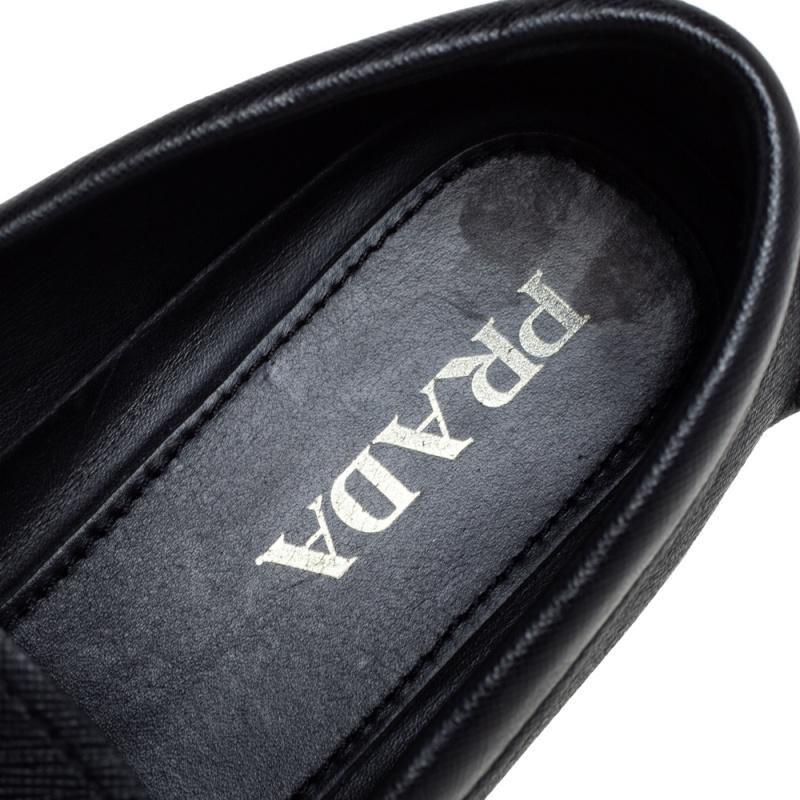 Prada Black Leather Driving Loafers Slze 42 1