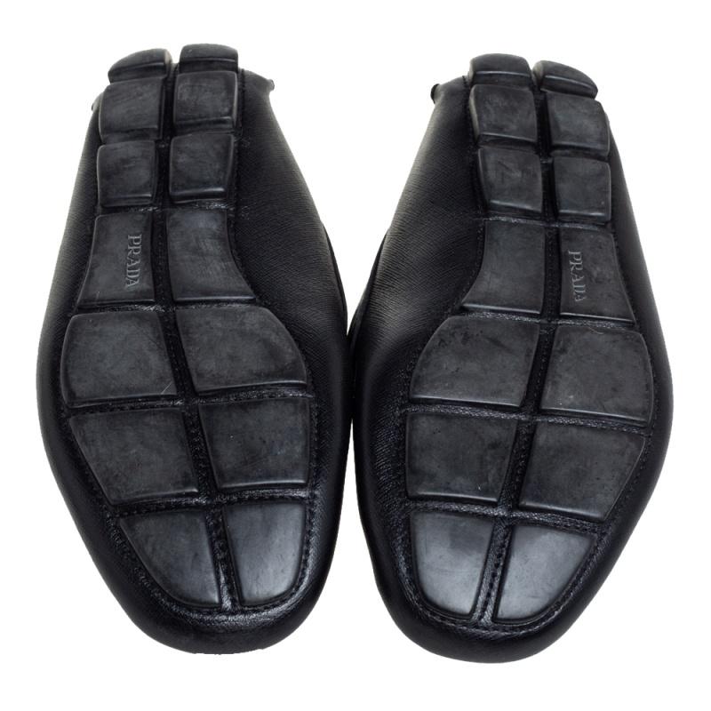Prada Black Leather Driving Loafers Slze 42 3