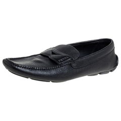 Prada Black Leather Driving Loafers Slze 42