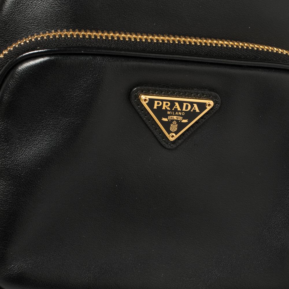Prada Black Leather Duet Bucket Shoulder Bag 2