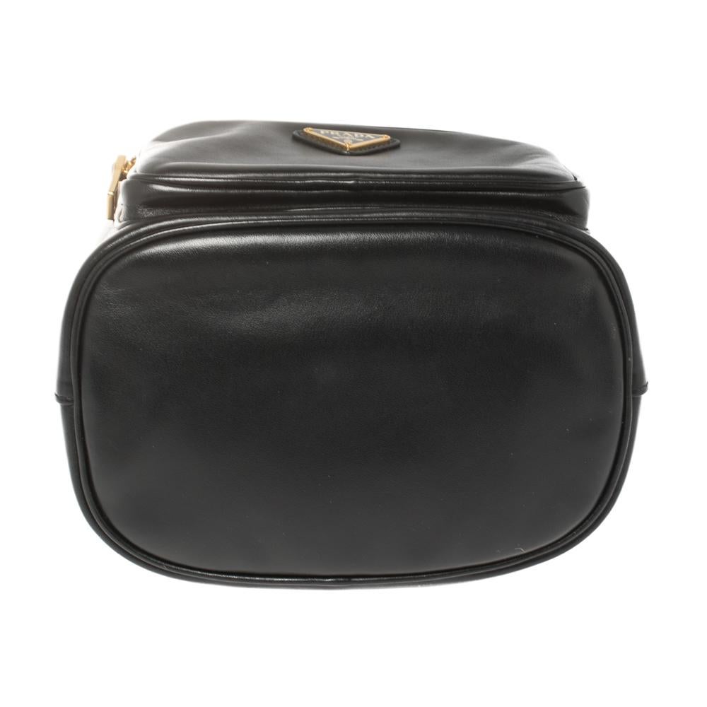 Prada Black Leather Duet Bucket Shoulder Bag 4