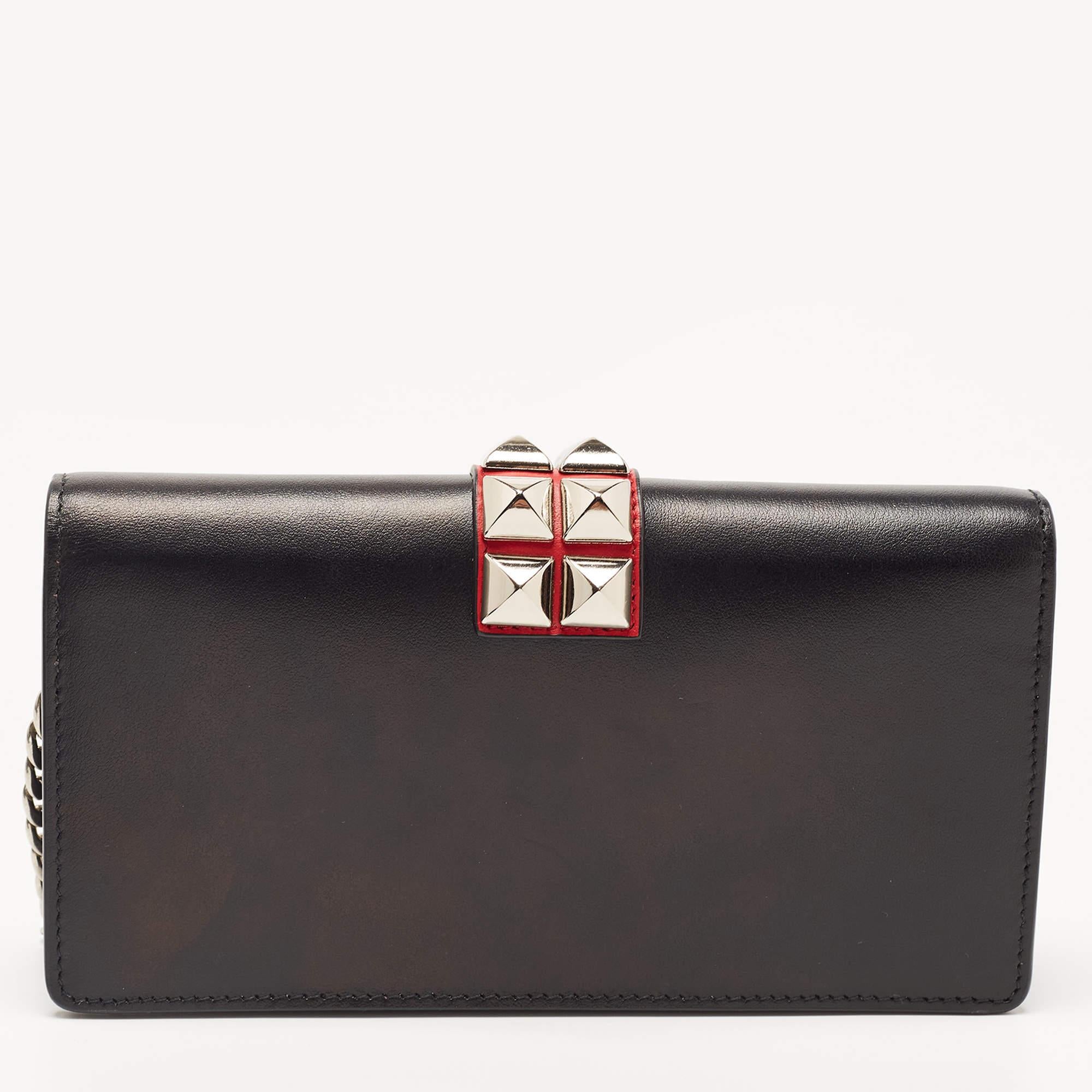 Prada Black Leather Elektra Wallet On Chain 6