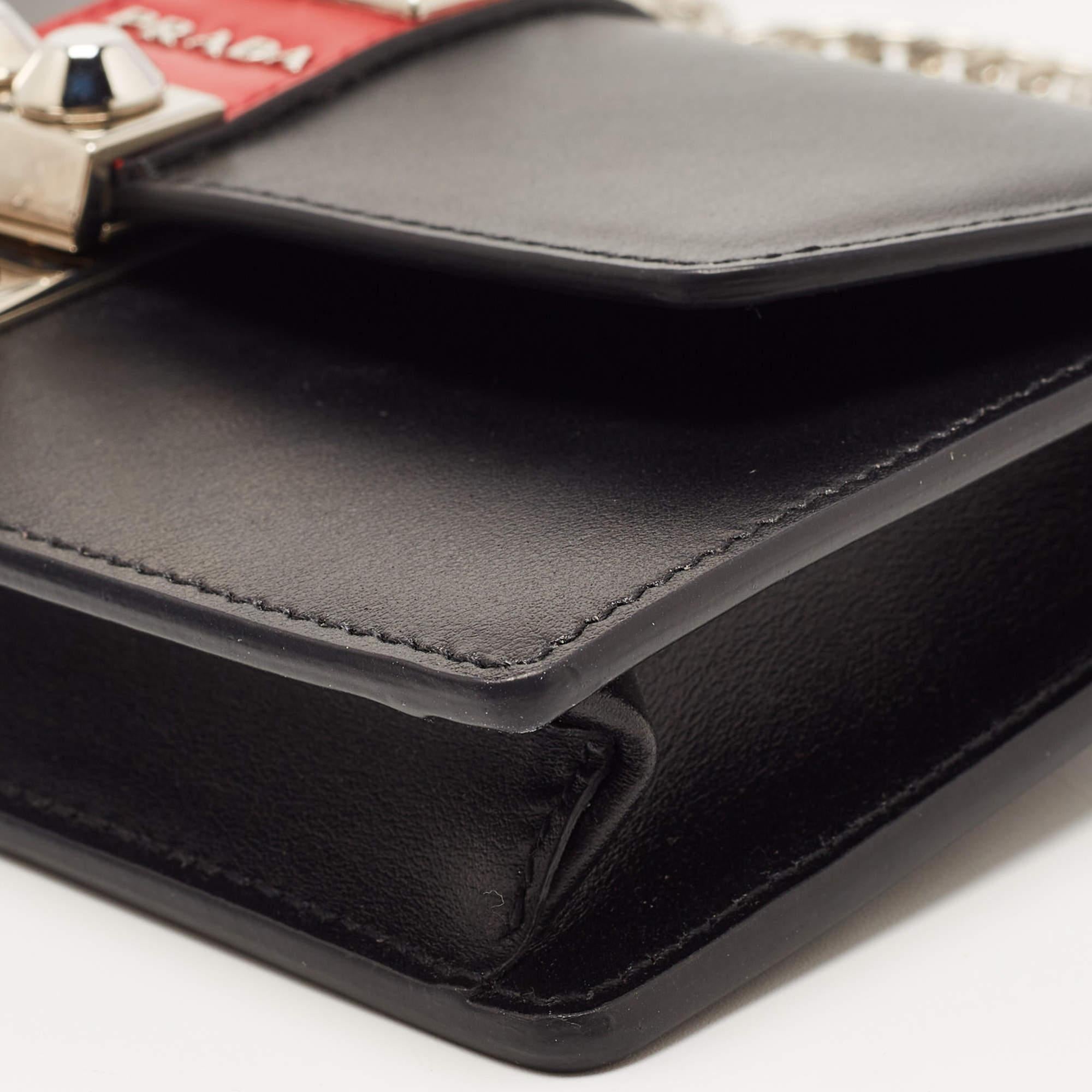 Men's Prada Black Leather Elektra Wallet On Chain