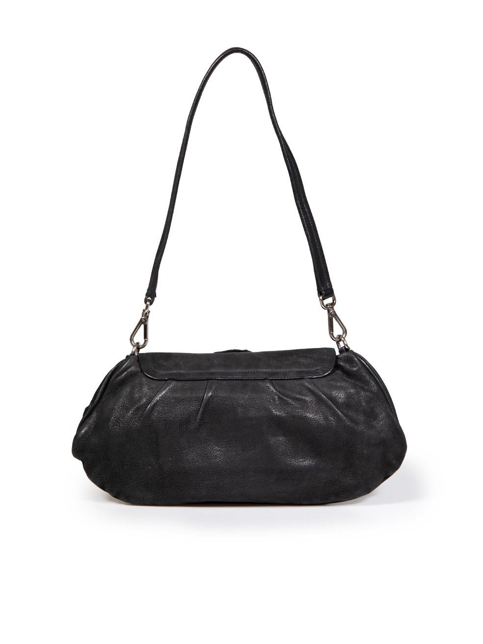 Prada Black Leather Embellished Shoulder Bag In Good Condition For Sale In London, GB