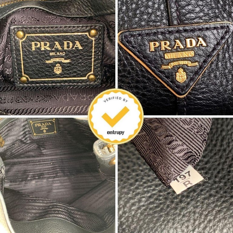 Prada Black Leather Embossed Logo Tote Hobo Bag 1BC051 For Sale at 1stDibs  | prada 1bc051, 1bc051 prada, prada vitello phenix hobo