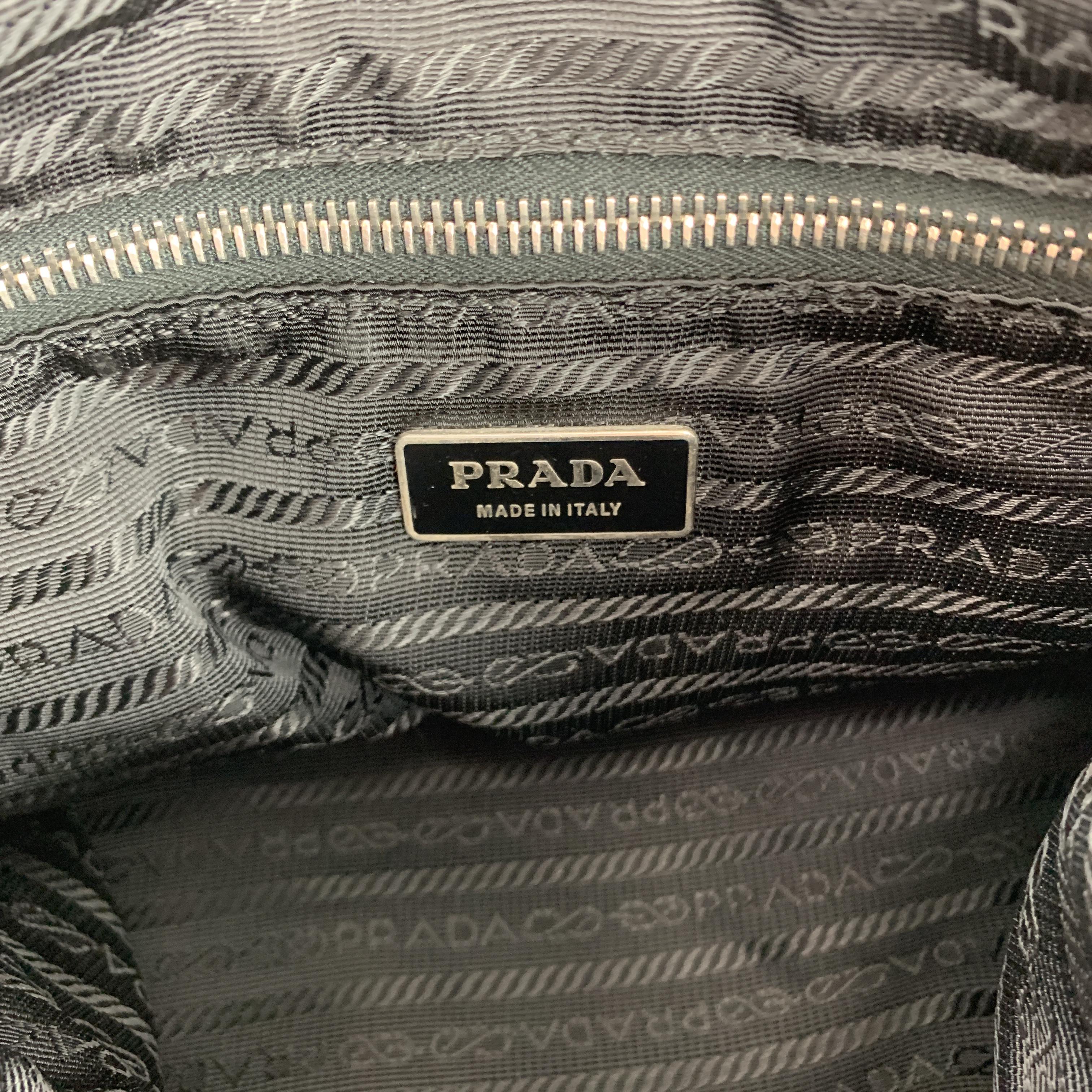 PRADA Black Leather Enamel Logo Crossbody Messenger Bag 7
