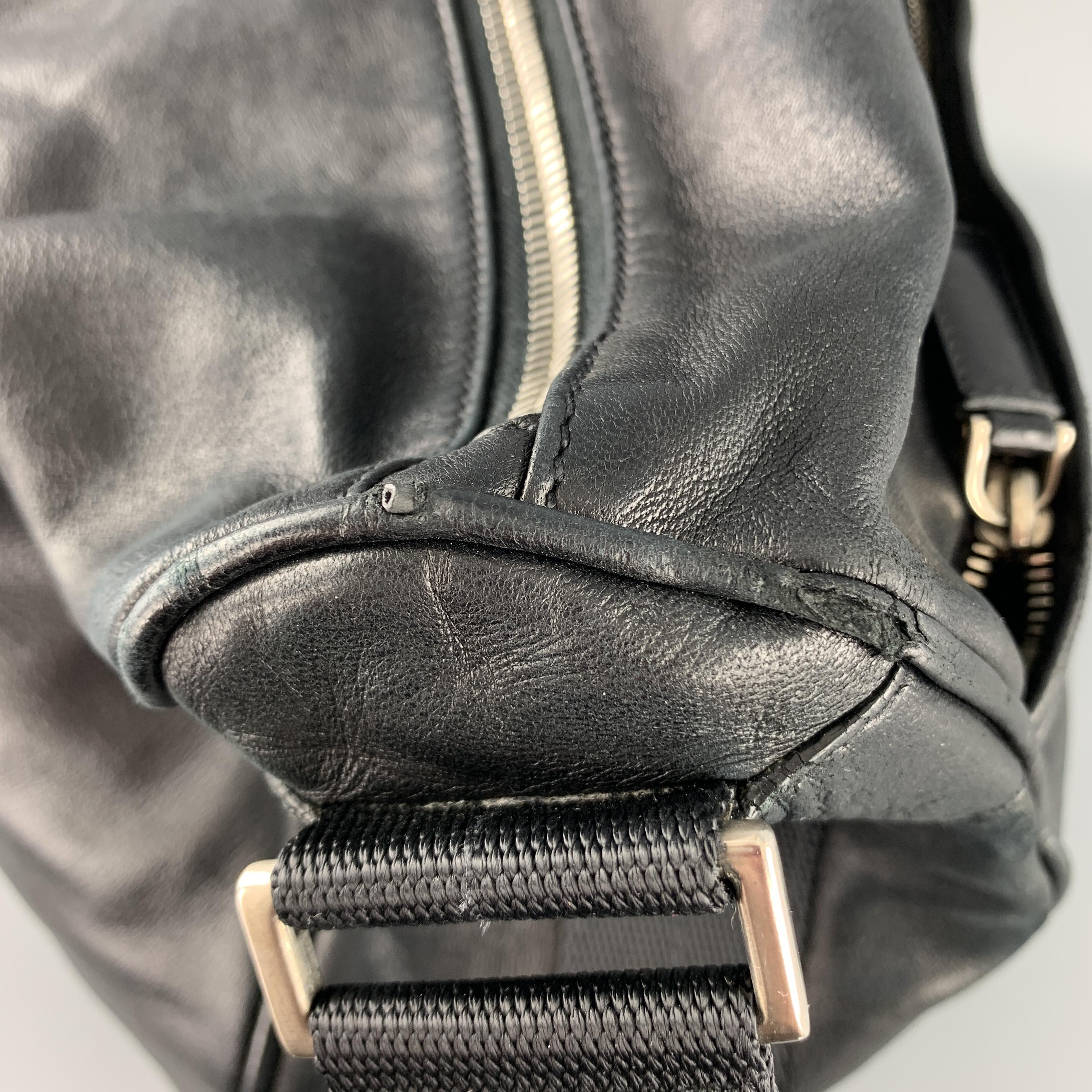 PRADA Black Leather Enamel Logo Crossbody Messenger Bag 8