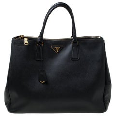 Prada Black Leather Executive Double Zip Tote