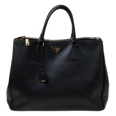 Prada Black Leather Executive Double Zip Tote