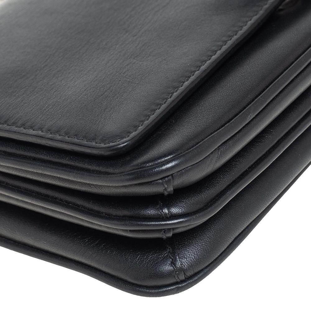 Prada Black Leather Flap Chain Shoulder Bag 2