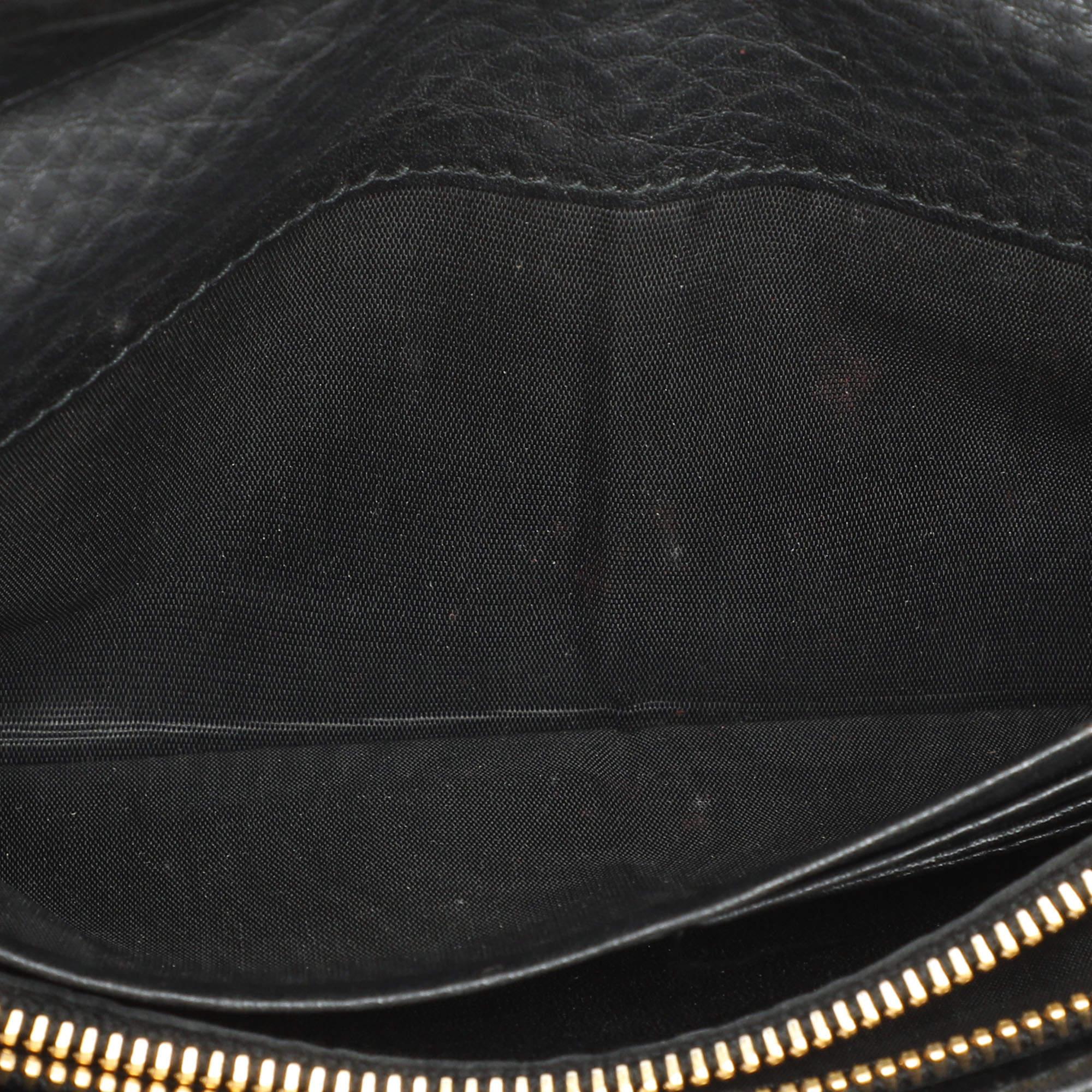 Prada Black Leather Flap Continental Wallet For Sale 1