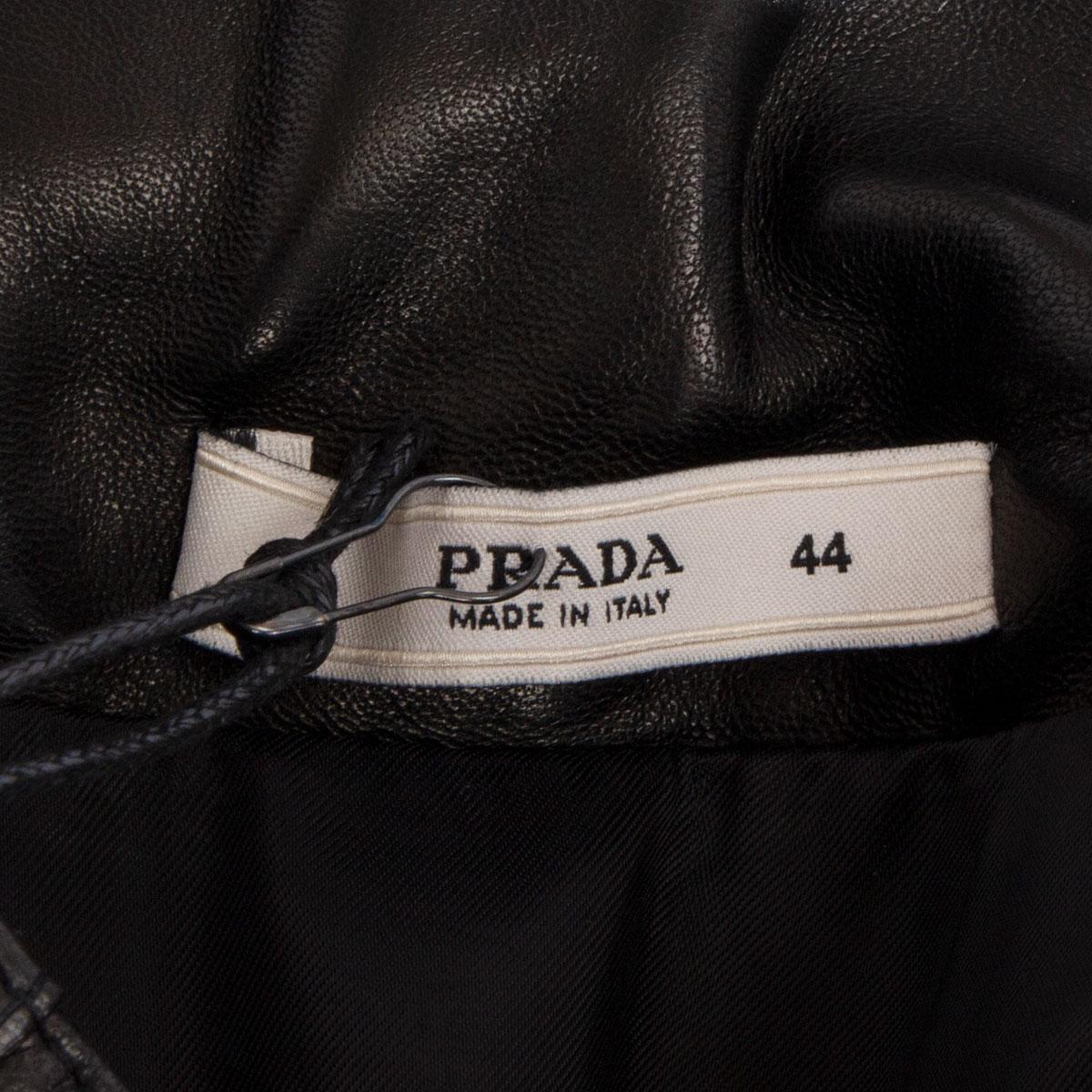 Women's PRADA black leather Flared Skirt 44 L