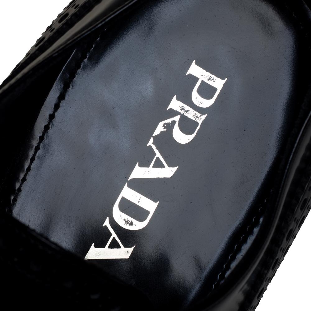 Men's Prada Black Leather Fringe Detail Lace Up Derby Size 42