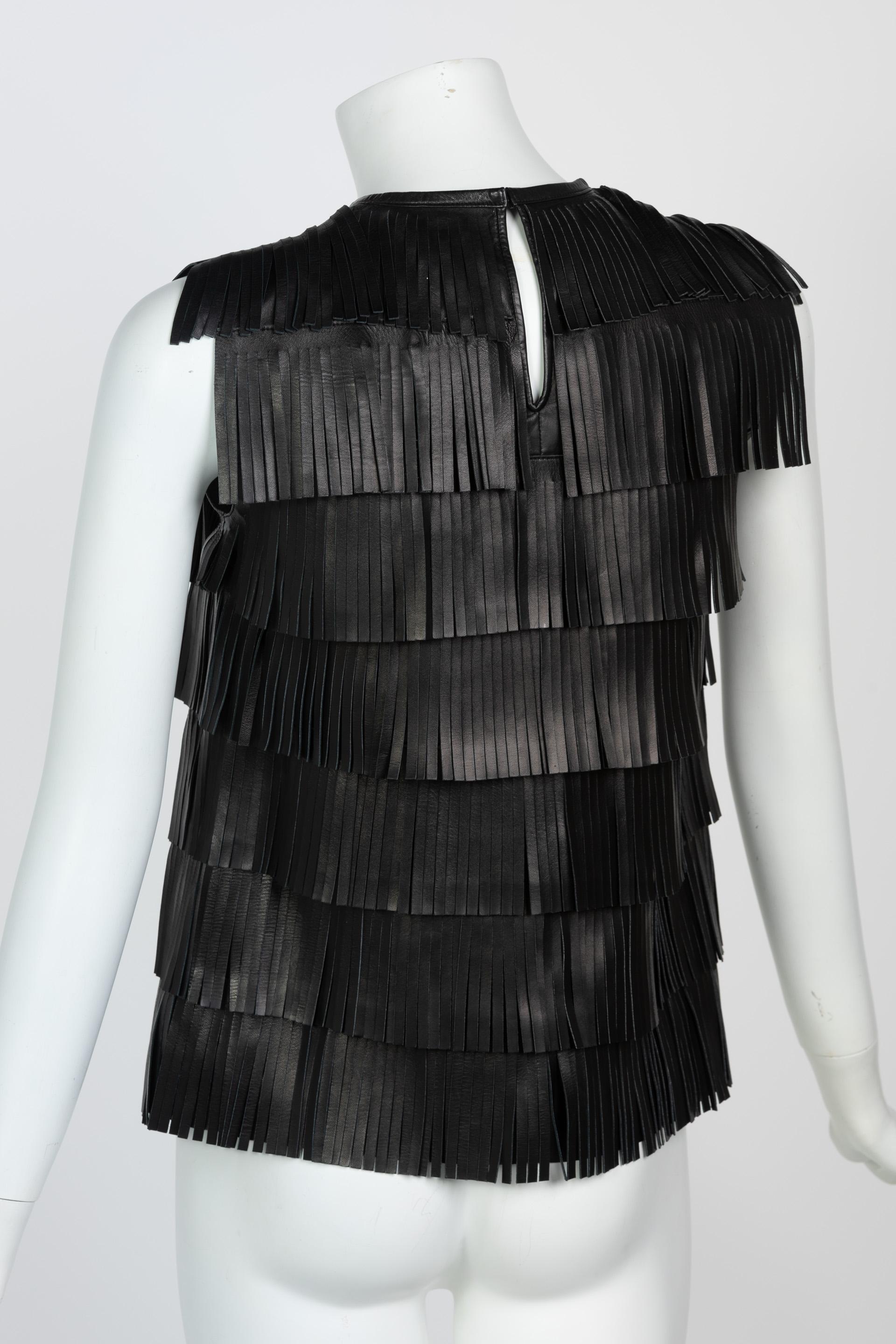 black leather fringe dress
