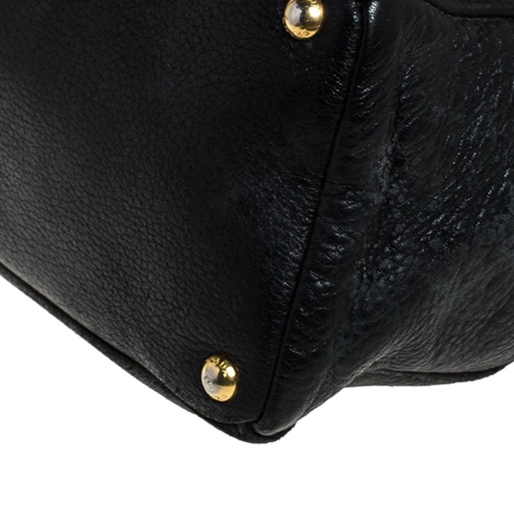Prada Black Leather Front Pushlock Tote 5
