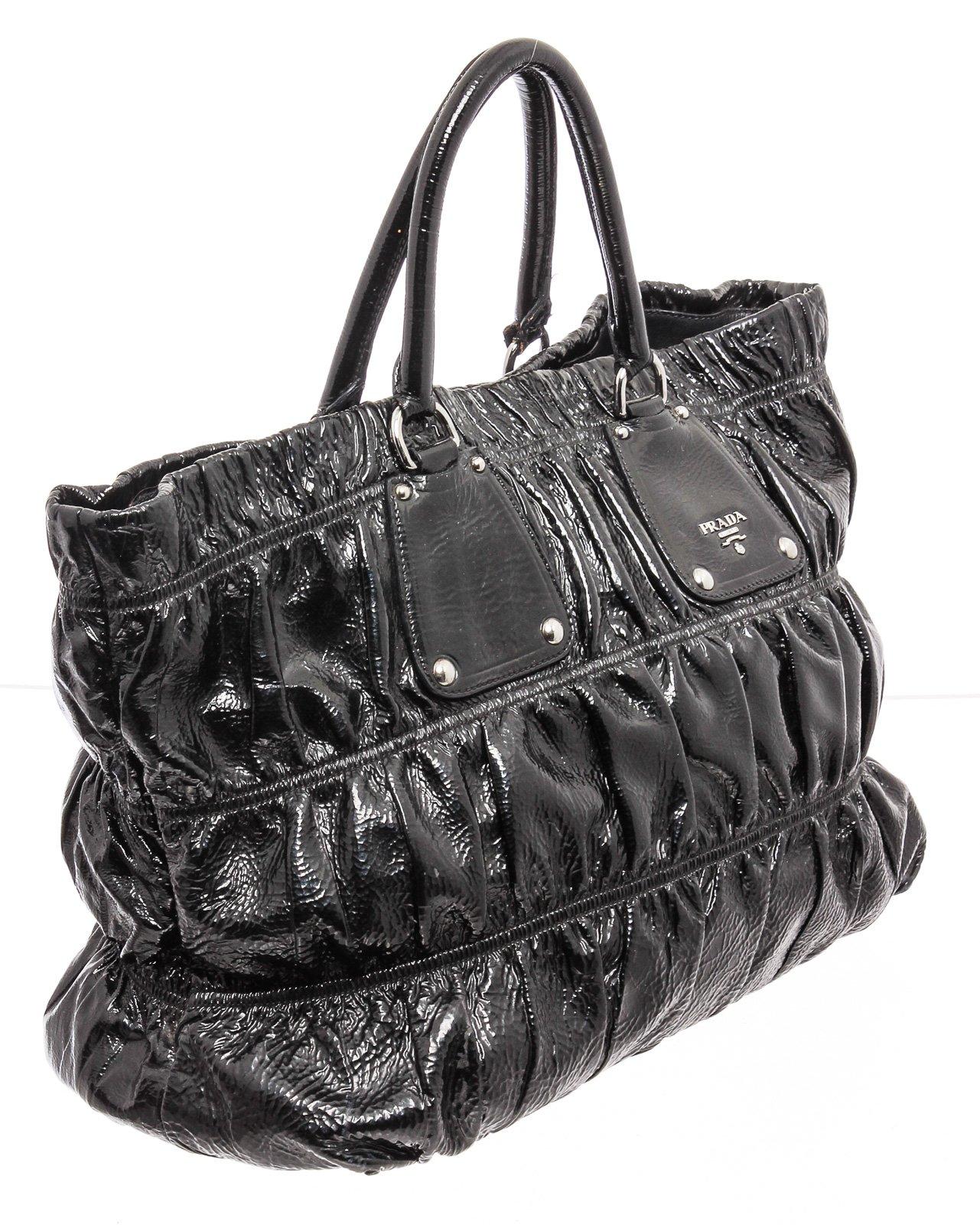 Prada Black Leather Gaufre Shoulder Bag 4