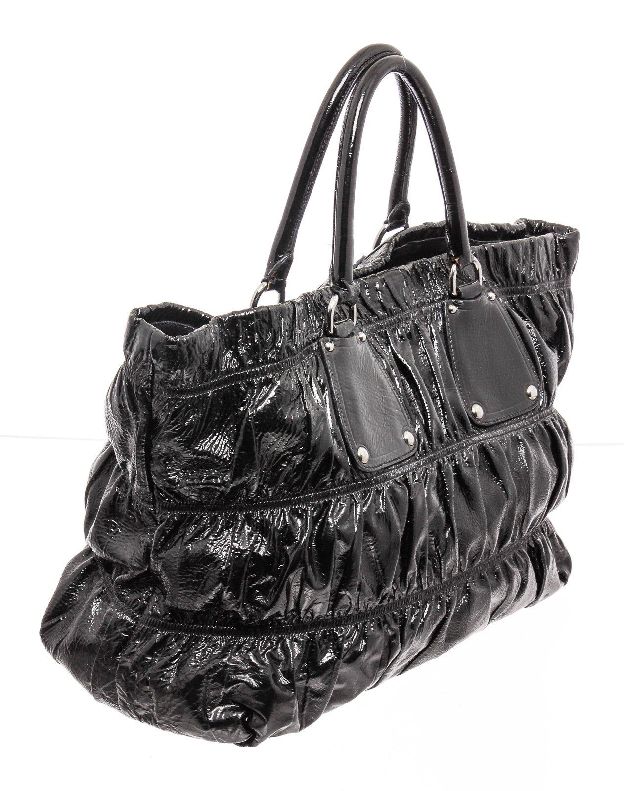 Prada Black Leather Gaufre Shoulder Bag 5