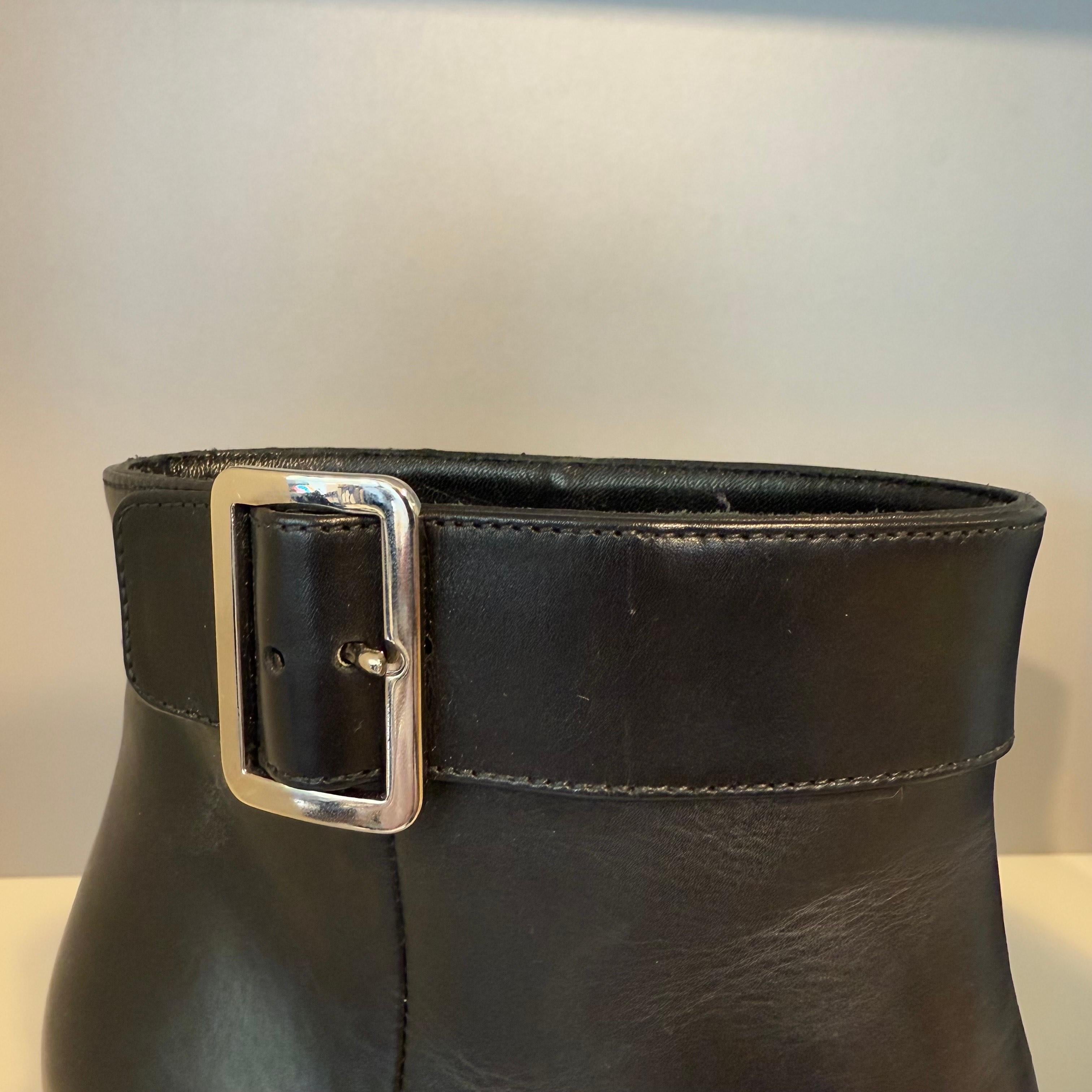 Prada Black Leather Half Boots IT 38 For Sale 1