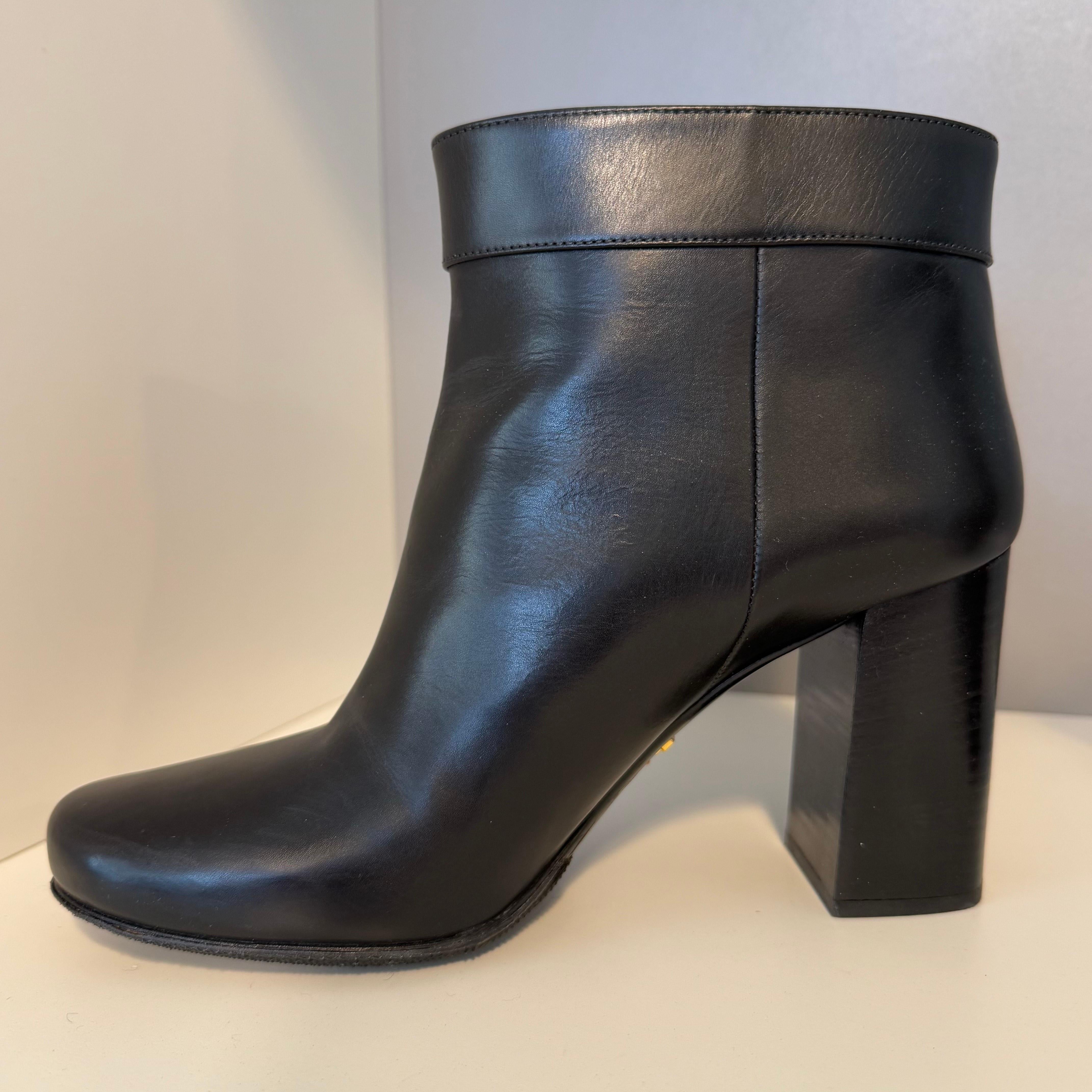 Prada Black Leather Half Boots IT 38 For Sale 3