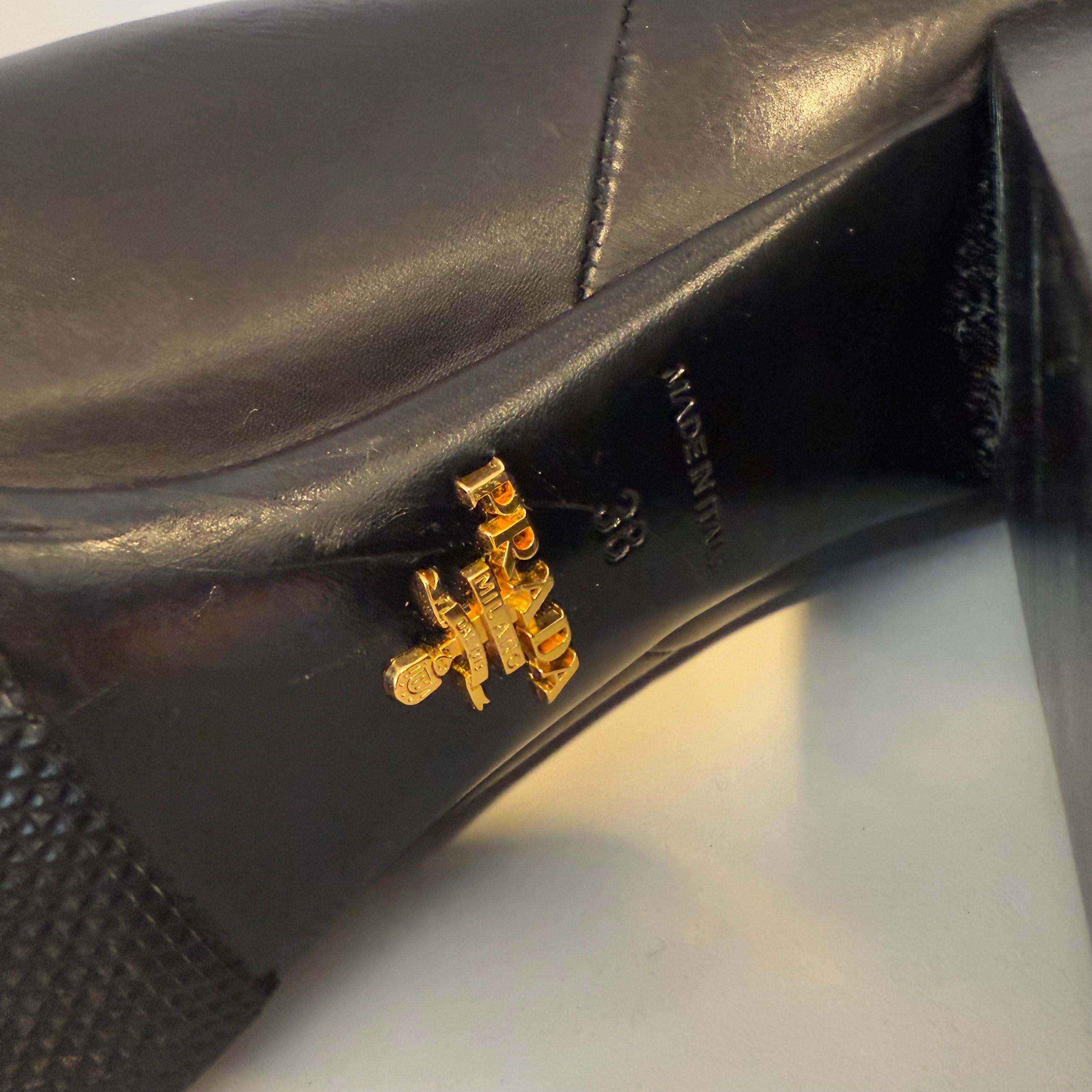 Prada Black Leather Half Boots IT 38 For Sale 5