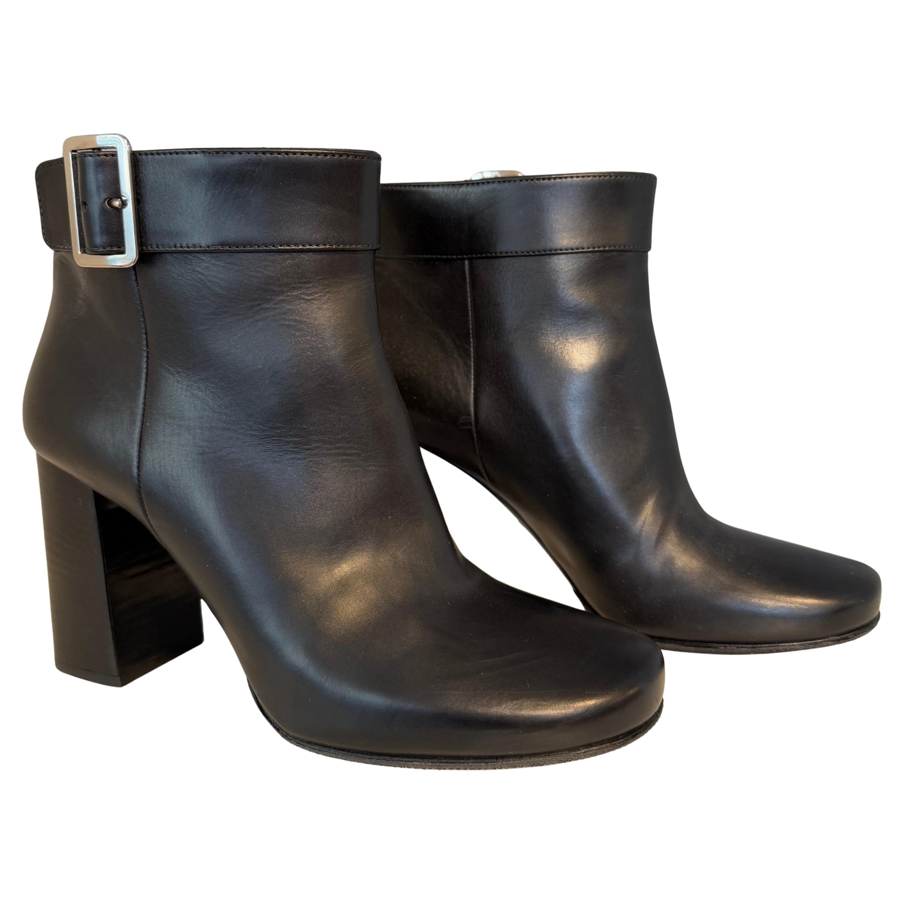 Prada Black Leather Half Boots IT 38 For Sale