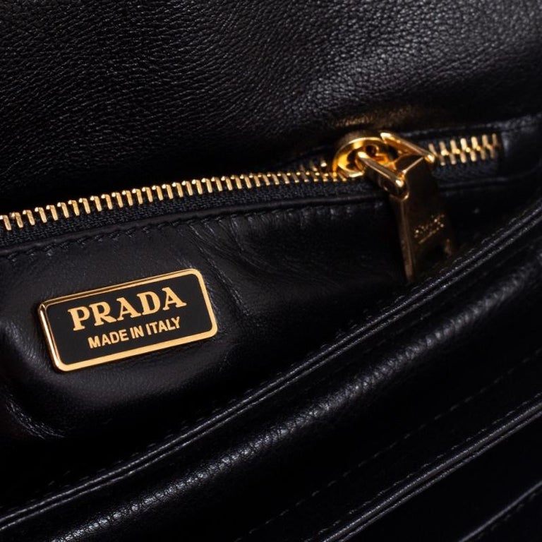 Prada Black Leather Hawaii Chain Flap Crossbody Bag at 1stDibs