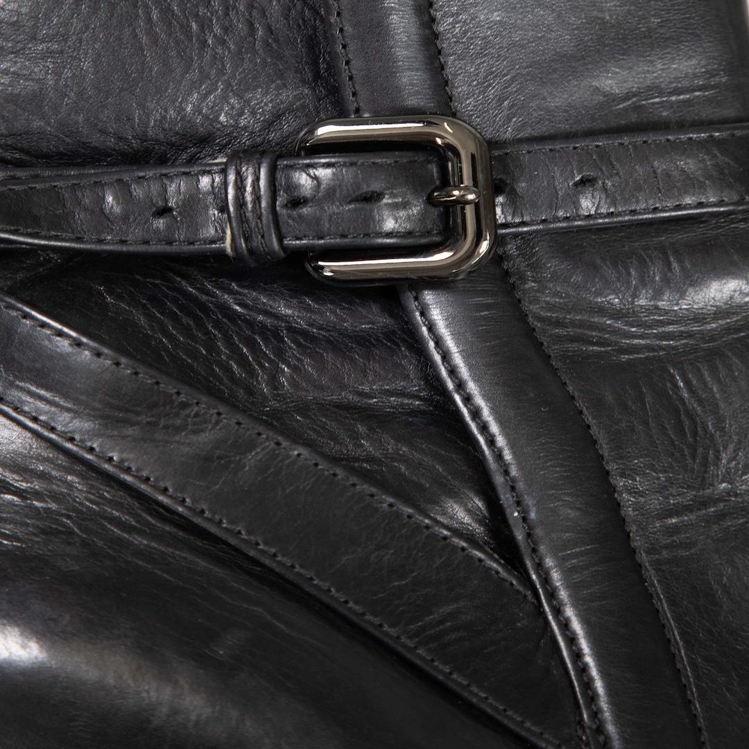 Prada Black Leather Heeled Buckle Boots Size IT 36.5 For Sale 1