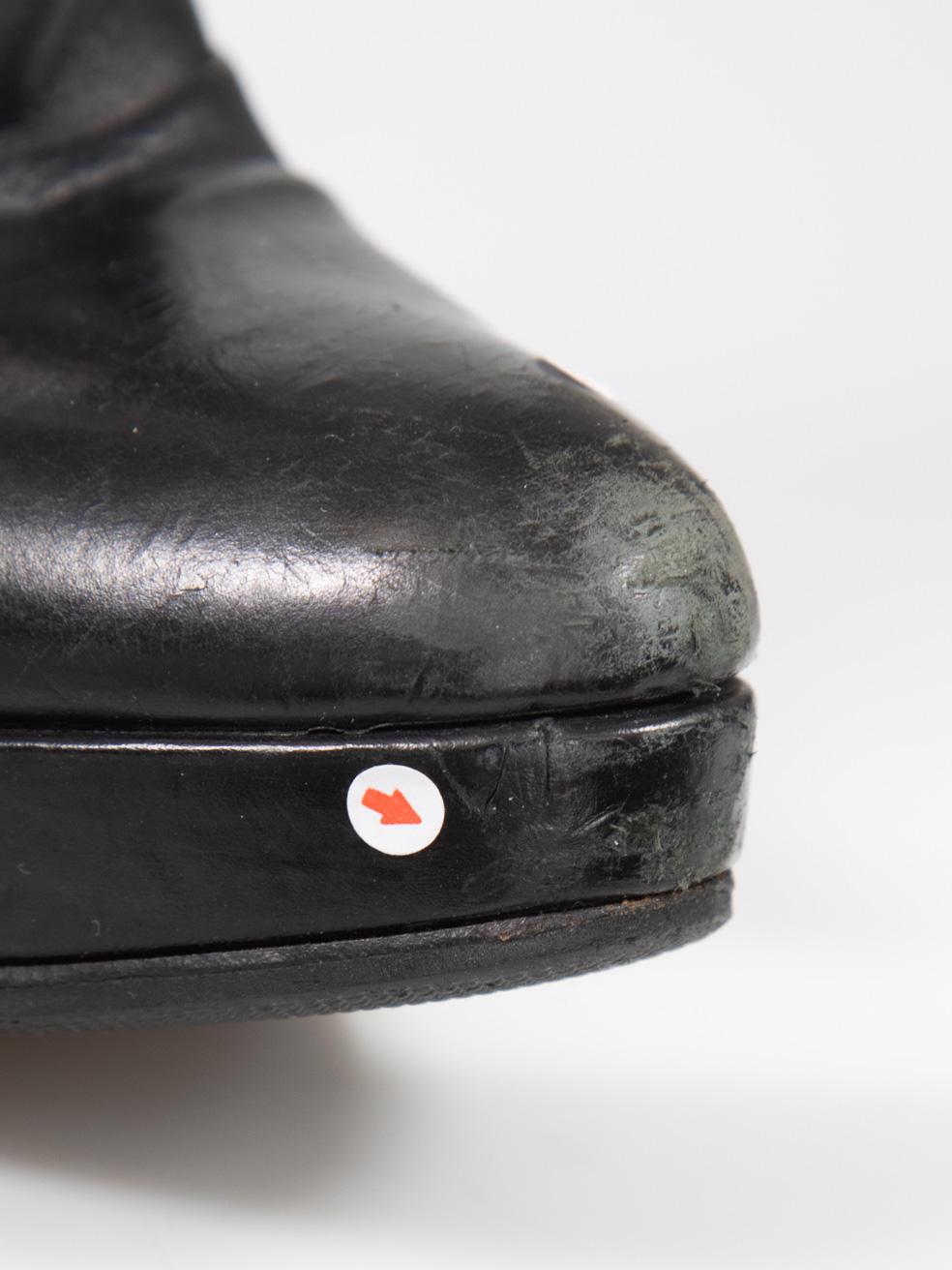 Prada Black Leather Heeled Side Zip Boots Size IT 36 For Sale 6