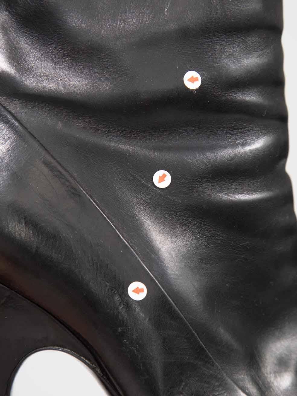 Prada Black Leather Heeled Side Zip Boots Size IT 36 For Sale 4