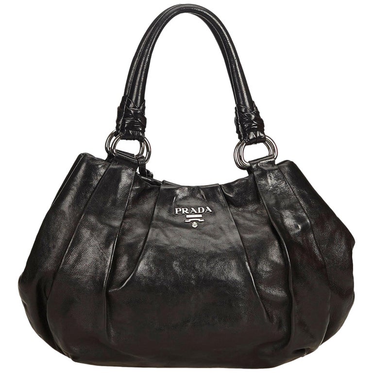 Prada Black Leather Hobo Bag For Sale at 1stdibs