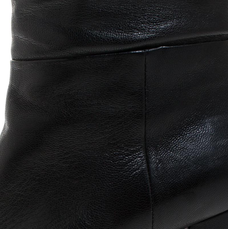 Prada Schwarz Leder Knielange Stiefel Größe 37 2
