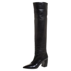 Prada Black Leather Knee Length Boots Size 37