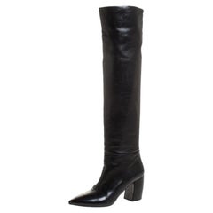 Prada Schwarz Leder Knielange Stiefel Größe 37
