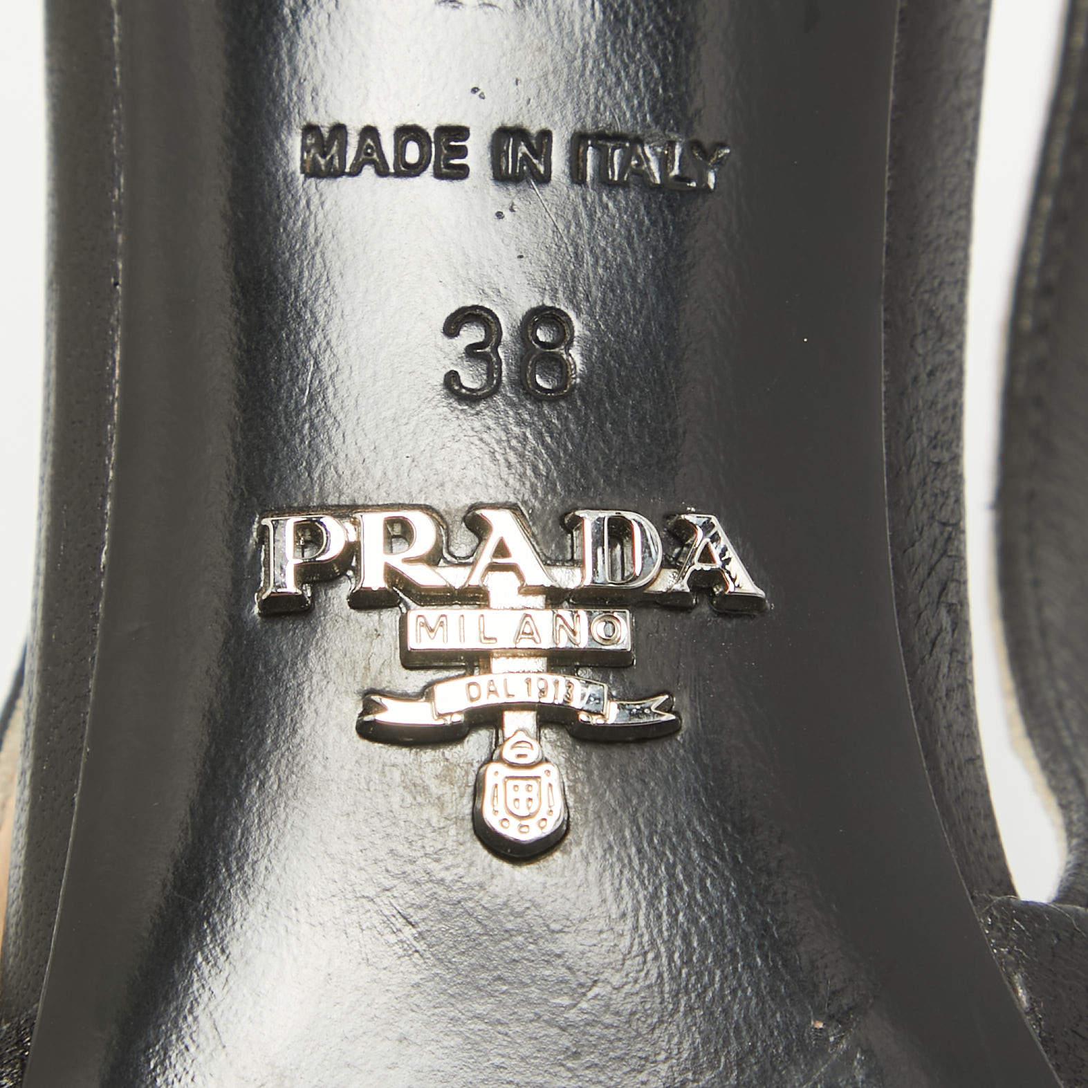 Prada Black Leather Knotted Slingback Pumps Size 38 4
