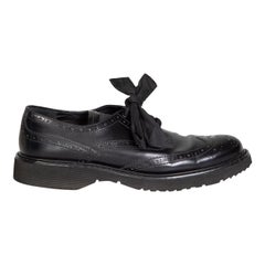 Prada Black Leather Lace Up Brogues Size IT 38