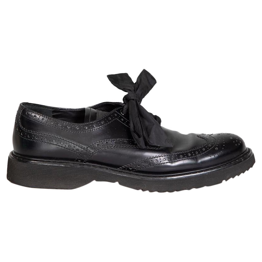 Prada Black Leather Lace Up Brogues Size IT 38