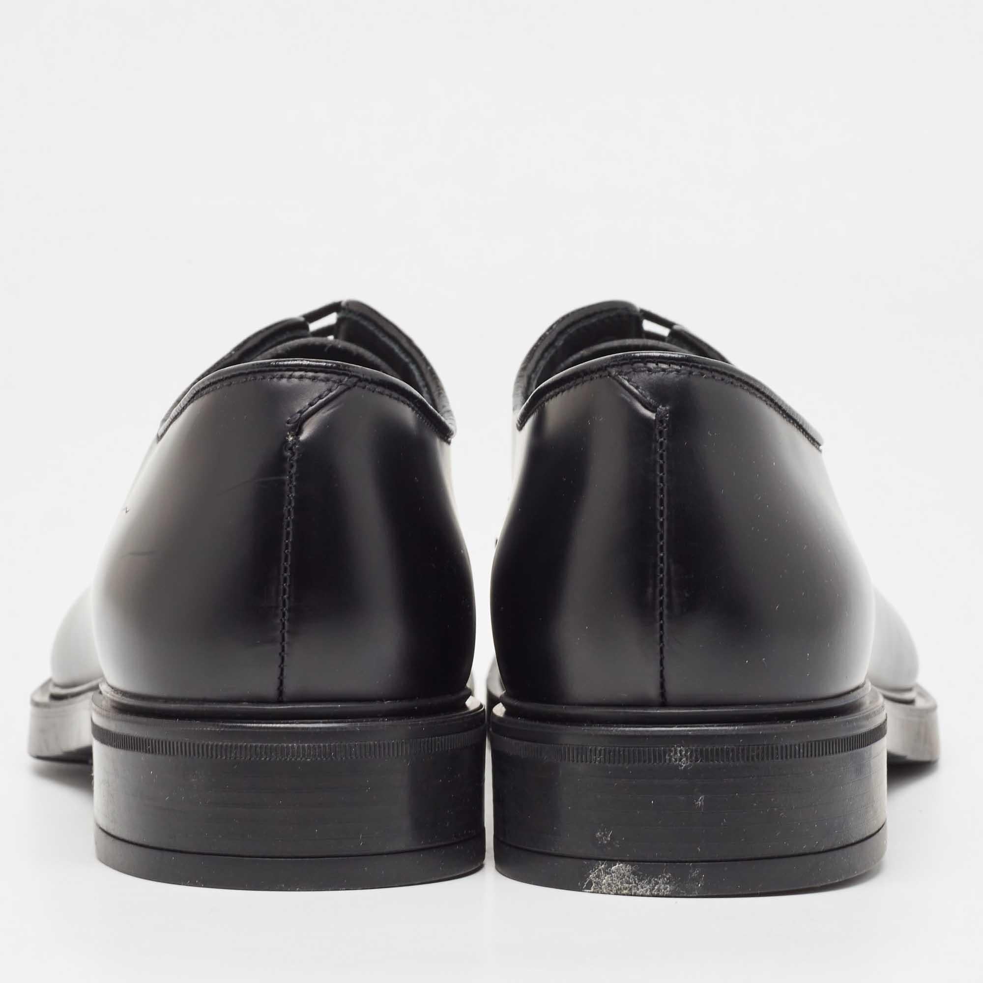 Prada Black Leather Lace Up Derby Size 40 For Sale 1