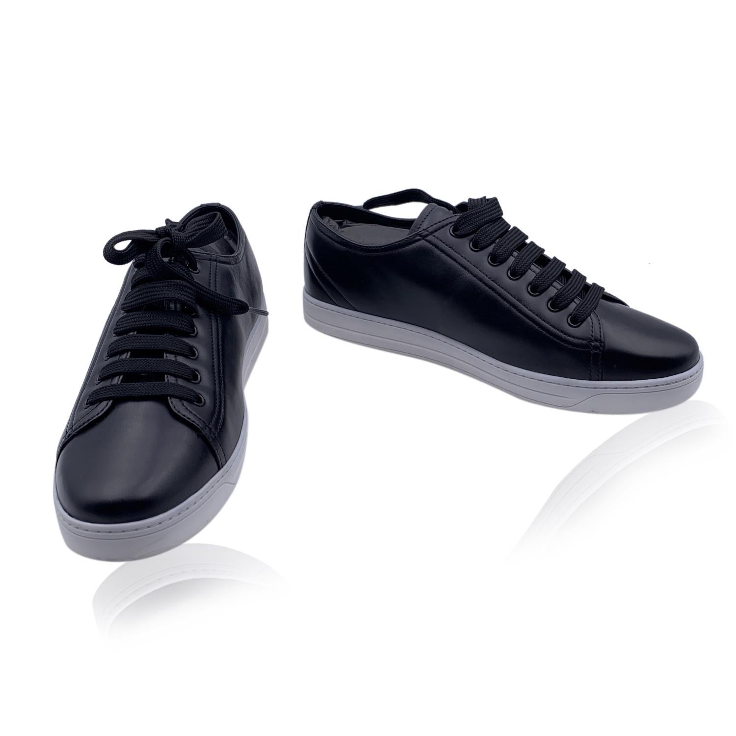 Prada Black Leather Lace Up Sneakers Shoes 3E6187 Size 41 3