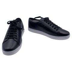 Prada Black Leather Lace Up Sneakers Shoes 3E6187 Size 41