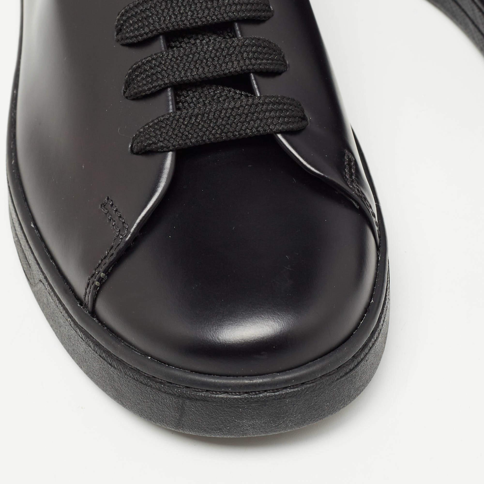 Prada Black Leather Lace Up Sneakers Size 39.5 2