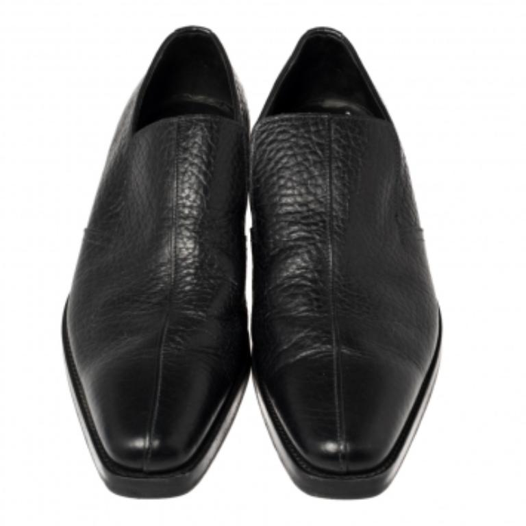 Prada Black Leather Loafers Size 45 For Sale 1