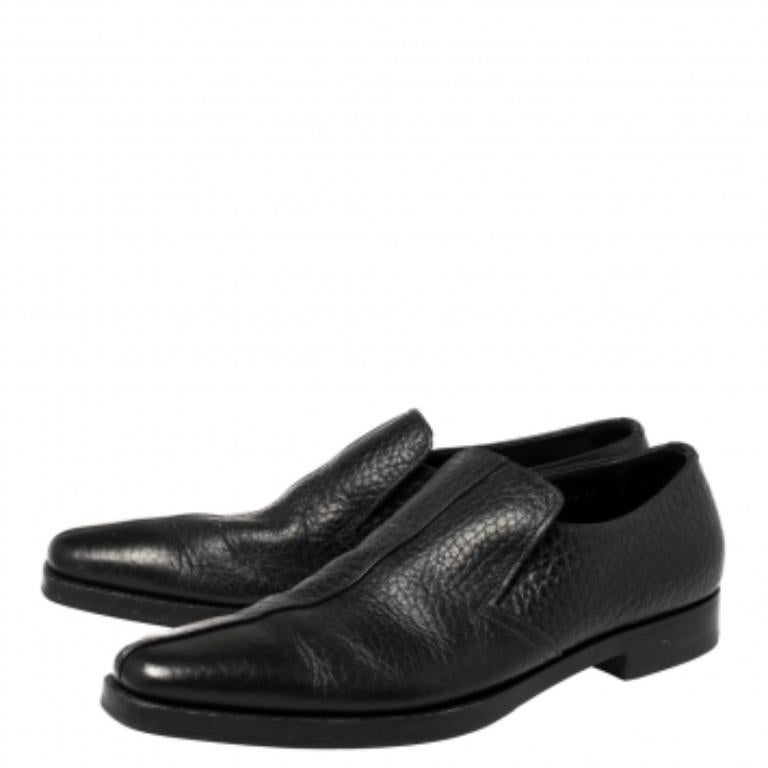 Prada Black Leather Loafers Size 45 For Sale 3