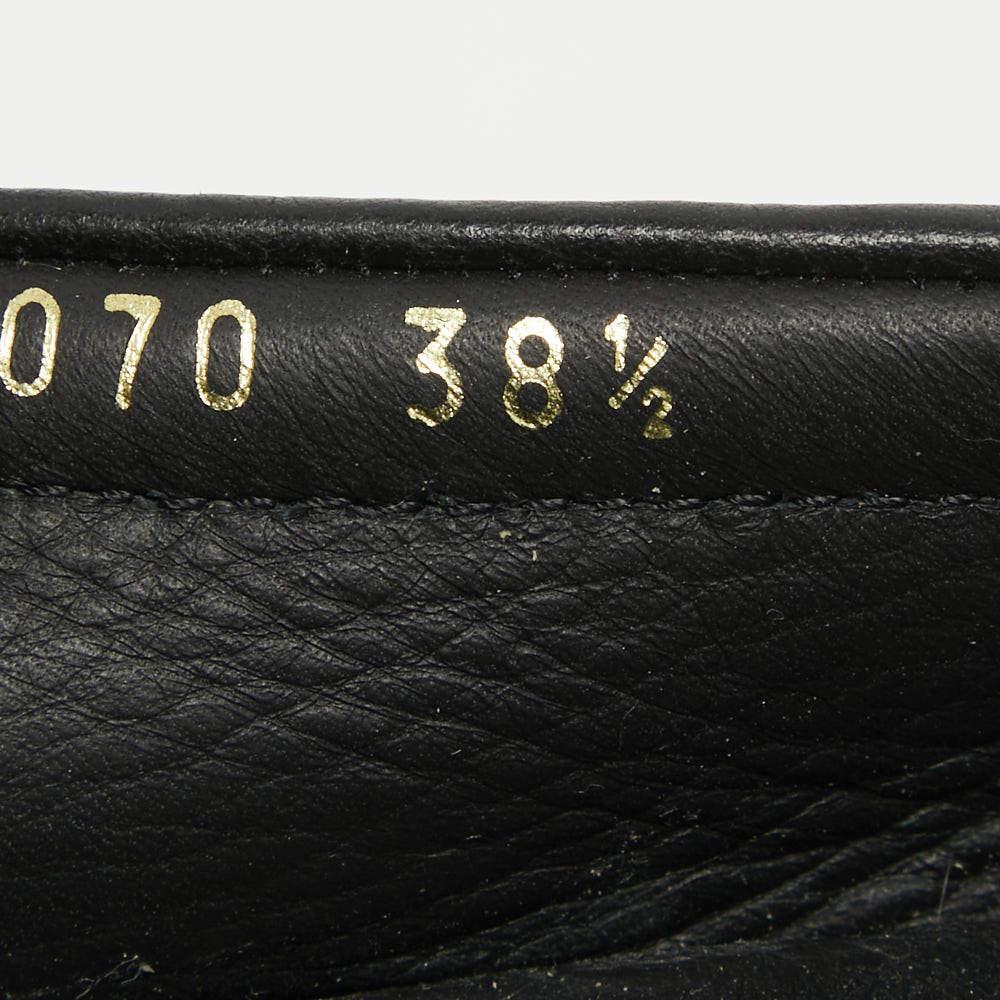 Prada Black Leather Logo Embellished Bow Slip On Loafers Size 38.5 For Sale 4