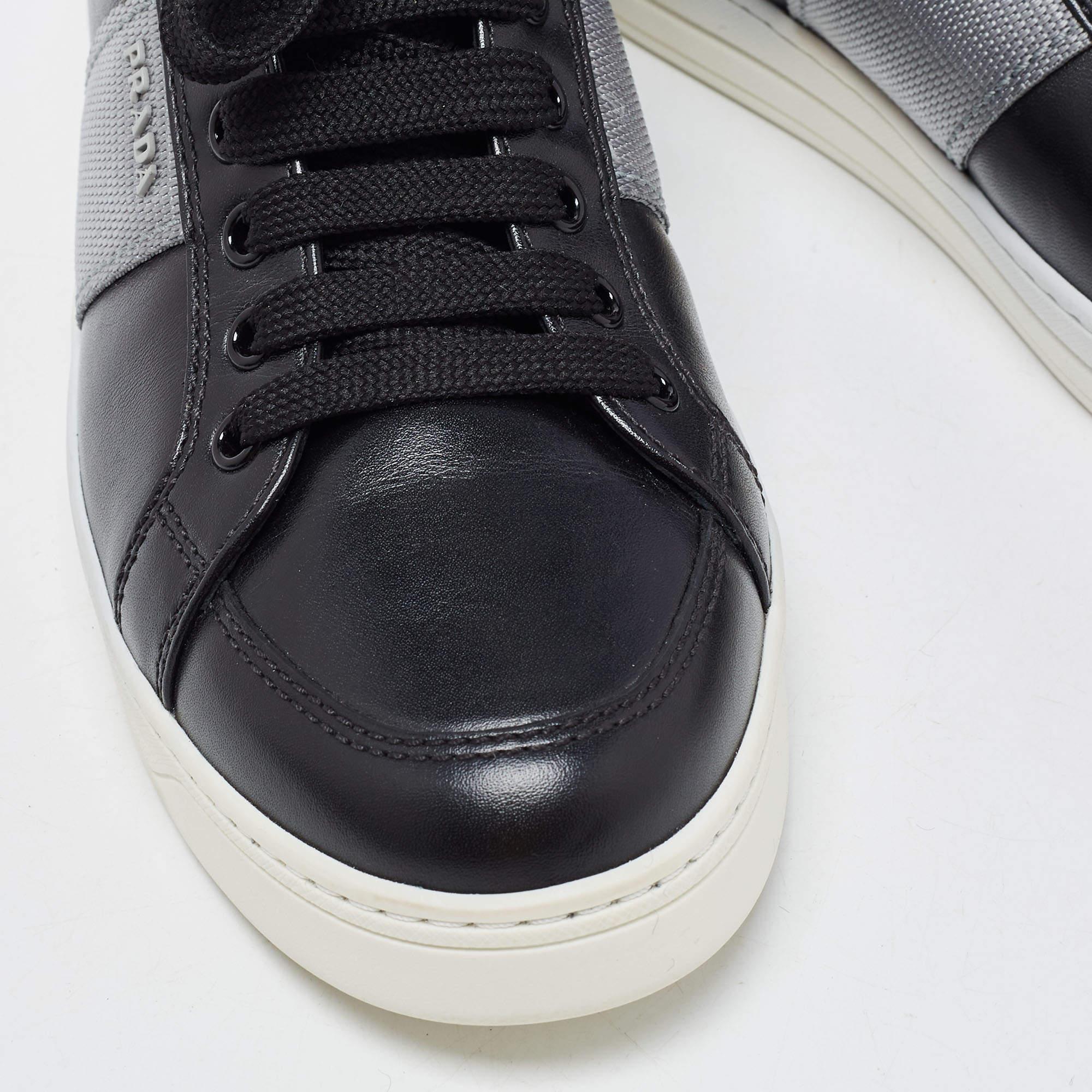 Prada Black Leather Low Top Sneakers Size 38 2
