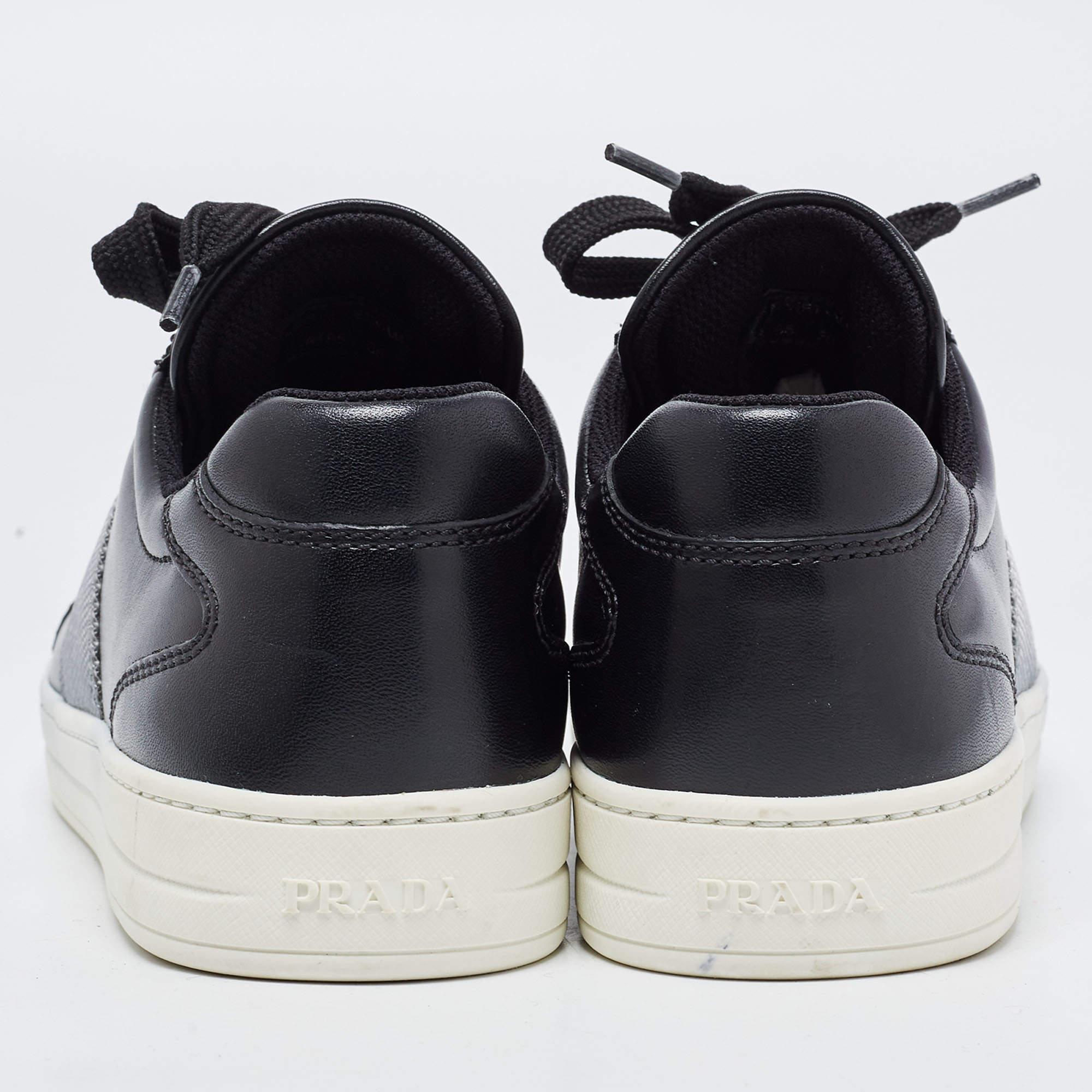 Prada Black Leather Low Top Sneakers Size 38 3