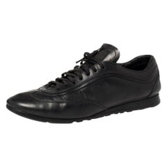 Prada Black Leather Low Top Sneakers Size 41