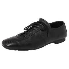 Used Prada Black Leather Low Top Sneakers Size 42